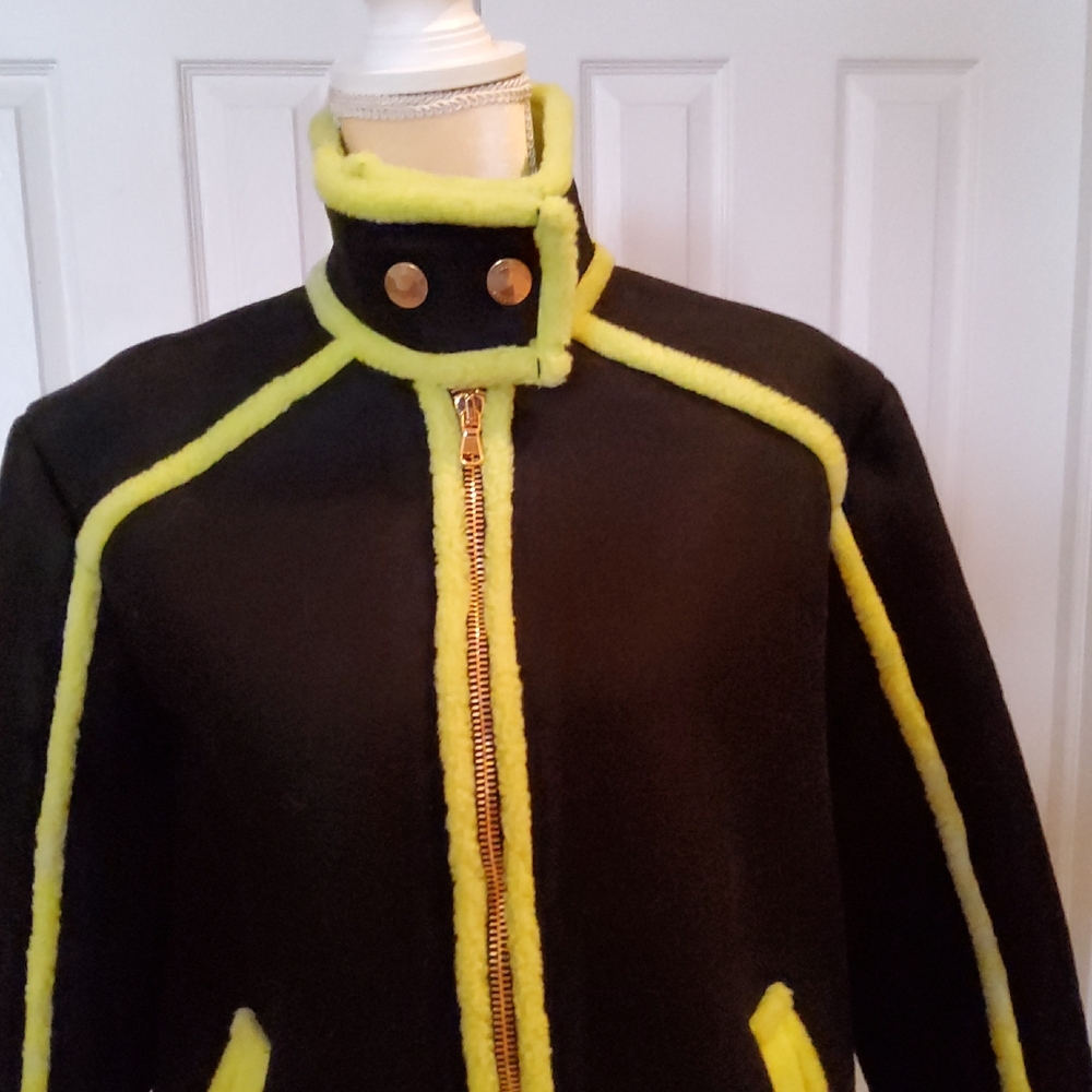 Moschino,Chic Black and Neon Yellow Jacket - Picture 2 of 6
